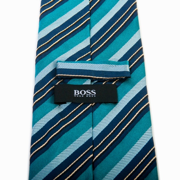 Hugo Boss Blue Striped Silk Tie - Picture 2 of 2